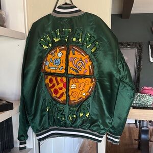Chain TMNT collab Green Satin Jacket with Pizza Patch